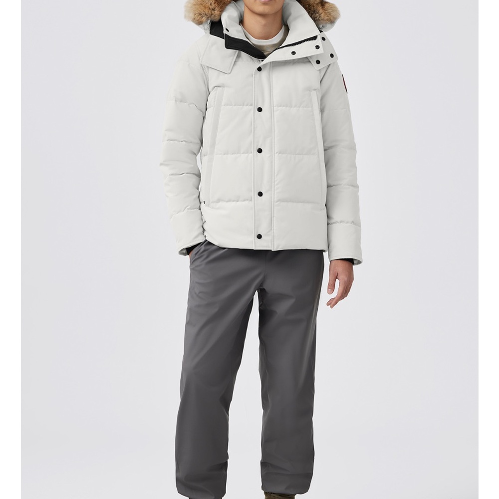 Canada Goose White Puffer Jacket with Fur Trim